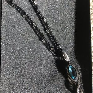 Blue eye & white crystal jewelry set